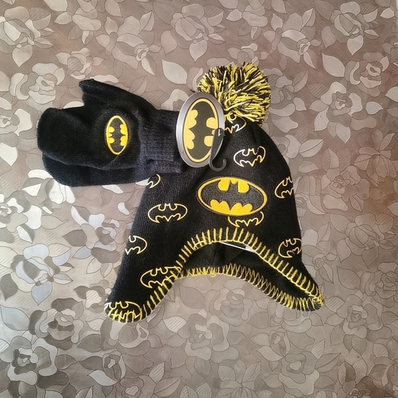 BATMAN HAT+MITTEN SET - Picture 1 of 4